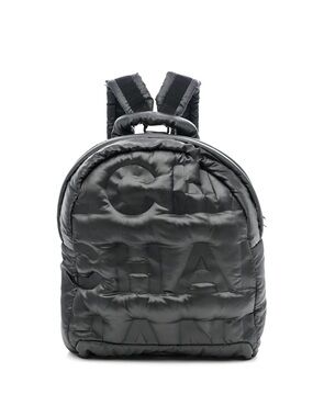 Chanel grey Black Quilted Logo Backpack